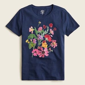 Vintage cotton pressed-flower crewneck T-shirt